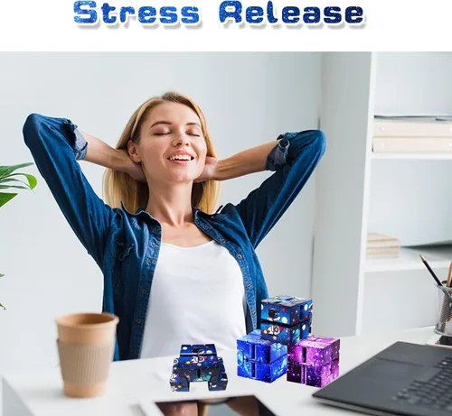 Miniatura 5 de 12 cubos infinitos, mini juguetes para ansiedad geniales para niños y adultos, dispositivo sensorial mejor para el estrés. Bloques de mano