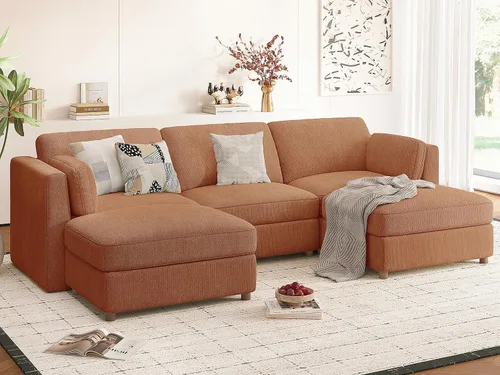 Miniatura 12 de Sofá biplaza extragrande de 83.5 pulgadas, sofás para sala de estar, sofá nube de felpilla de asiento profundo, sofá modular seccional, funda