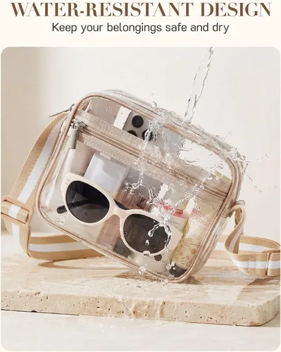 Miniatura 6 de Missnine Bolsa transparente para eventos de estadio, bolsa transparente acolchada para mujeres aprobada para estadio, bolsa cruzada de PVC