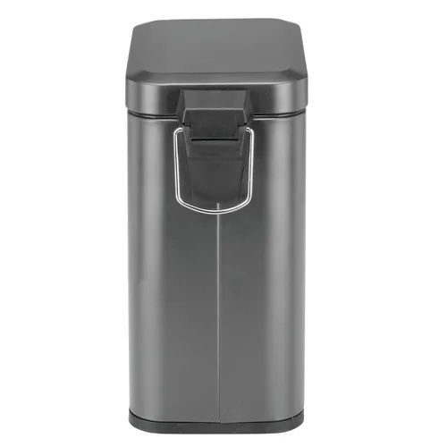 Miniatura 6 de mDesign Pequeño y moderno cubo de basura rectangular de metal con tapa y pedal de 1.3 galones, compacto, con cubo interior extraíble con asa