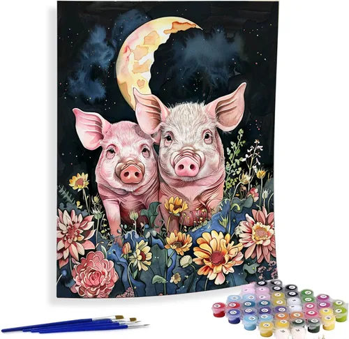 Miniatura 6 de Diymood Pintura por números para adultos, gatos, pintura al óleo, pintura acrílica abstracta por números, kits para adultos principiantes