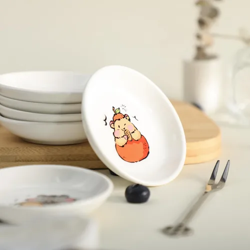 Miniatura 7 de SOCOSY Platos de cerámica súper lindos con animales de dibujos animados, platos de condimentos, pequeños tazones para alimentación de gatos, perros