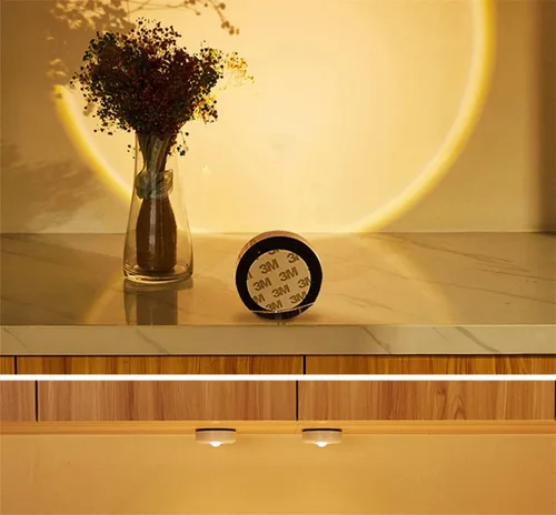 Miniatura 7 de Paquete de 6 luces LED táctiles que funcionan con pilas para gabinete, lámpara de puesta de sol para cocina, dormitorio, armario, armario, Proyector