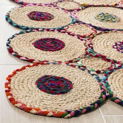 Miniatura 3 de SAFAVIEH Cape Cod Collection - Alfombra de pasillo, 2 pies 3 pulgadas x 8 pies, color rojo y natural, hecho a mano, bohemio trenzado de yute