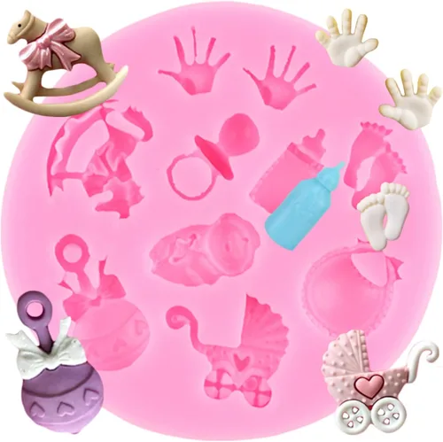 Miniatura 11 de Moldes de silicona para bebé, molde de fondant para pies de bebé, moldes de silicona de mano para baby shower, decoración de pasteles, decoración