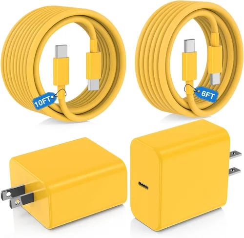 Miniatura 15 de Cargador súper rápido tipo C de 45 W para Samsung Galaxy S25/S24/S23 Ultra, cargador de teléfono USB C Android con cables tipo C de 6 pies/10 pies