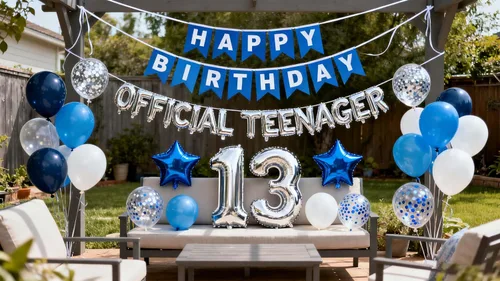 Miniatura 8 de Decoraciones oficiales de cumpleaños número 13 para adolescentes, globos de papel de aluminio con estrella del número 13, globos de confeti