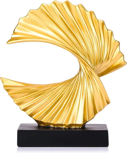 Miniatura 8 de Escultura de onda de oro azul, detalles modernos de olas oceánicas, estatua de arte de resina para estante, mesa de café, soporte de TV, adornos