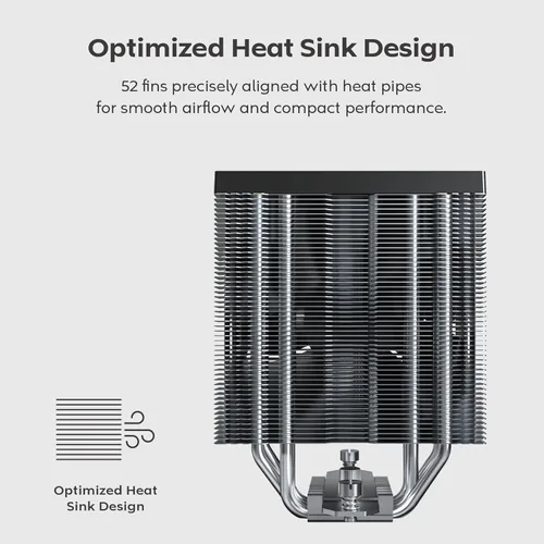 Miniatura 2 de MONTECH NX400 - Enfriador de aire de CPU, torre única, 4 tubos de calor avanzados, disipador de calor de 52 aletas, E28, ventilador de presión