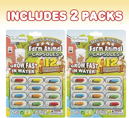 Miniatura 2 de ArtCreativity Magic Growing Farm Animal Capsules, 2 paquetes, 24 cápsulas expandibles de animales, crecer en agua, lindo color y diseño, recuerdos