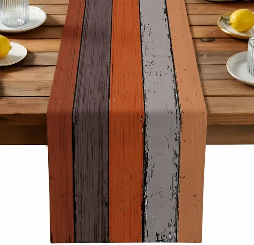 Miniatura 34 de Ocean Hues Farmhouse - Camino de mesa de lino y algodón, estilo retro, con textura de madera de granero rústica, degradado, azul, gris, Azul