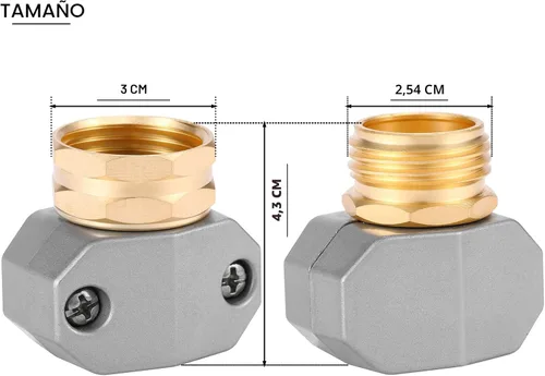 Miniatura 2 de Acoplamiento macho y hembra de zinc y aluminio, se adapta a todos los accesorios de reparación de manguera de jardín de 5/8 pulgadas y 3/4 pulgadas