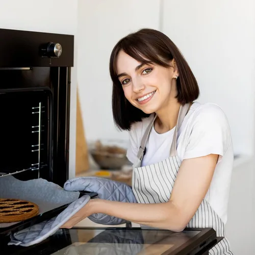 Miniatura 6 de VALOME Paquete de 2 delantales de cocina, delantales para cocinar con 2 bolsillos, correa ajustable unisex para el cuello, delantales de chef
