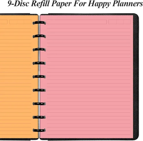 Miniatura 3 de Insertos preperforados de 5 líneas de color para Happy Planners con 9 discos, papel suelto de tamaño clásico con 100 hojas/200 páginas, 20 hojas por