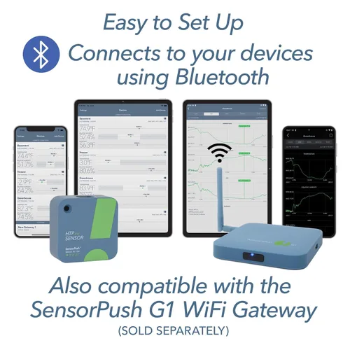 Miniatura 8 de SensorPush HTP.xw Sensor de temperatura inteligente y sensor de humedad - Termómetro, barómetro e higrómetro con monitoreo de aplicaciones, índice