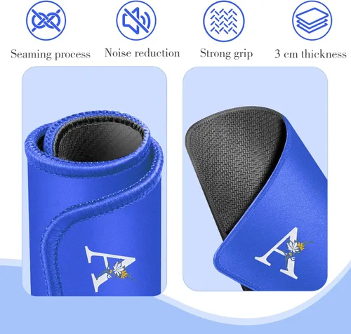 Miniatura 4 de Tapete Mahjong para mesa, neopreno antideslizante con reducción de ruido, 32.4 x 32.4 pulgadas, azul, perfecto para mahjong americano, póker