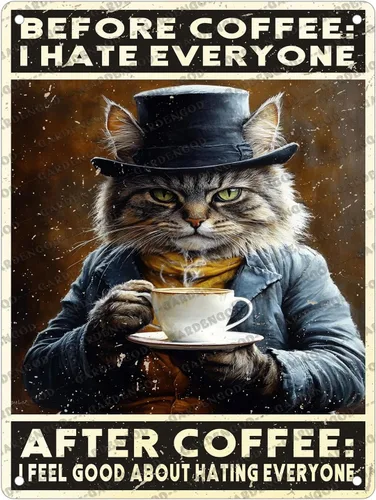 Miniatura 24 de Cartel de café con texto en inglés «Because Murder Is Wrong», póster metálico de 16 x 12 pulgadas CAFÉ CAT 3