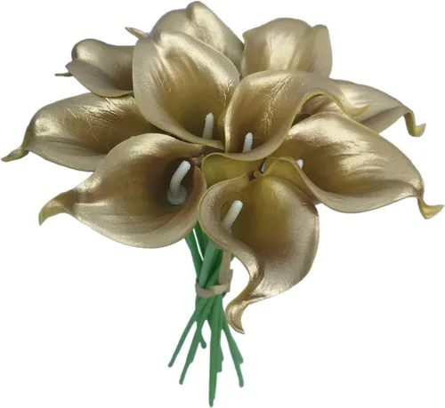 Miniatura 27 de Mini ramos de flores artificiales de 15 pulgadas con 10 tallos (Auroral)