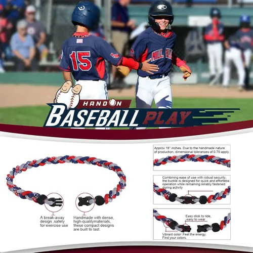Miniatura 4 de Paquete de 12 collares de béisbol de alta calidad, collares deportivos multicolor de 18 pulgadas, ideal para regalos de equipo de béisbol, recuerdos