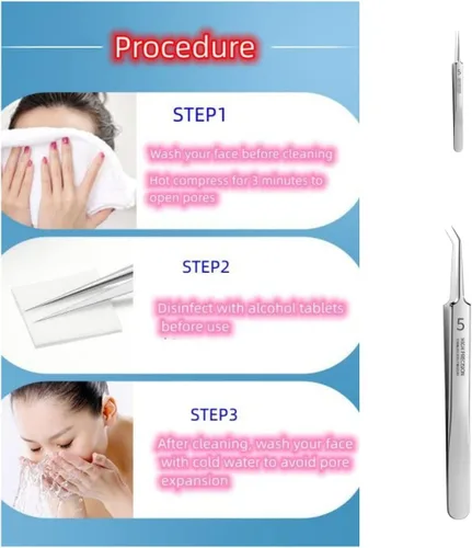 Miniatura 2 de Pinzas profesionales para eliminar puntos negros, kit de eliminación de acné, herramienta para reventar espinillas, clip para espinillas, clip