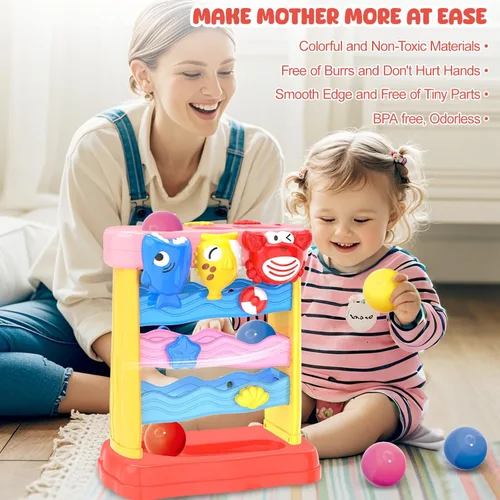 Miniatura 5 de AuroTops Pound A Ball Juguetes para niñas de 1, 2, 3 años, juguete musical Montessori para niños pequeños de 6-12-18-24 meses, juguetes interactivos