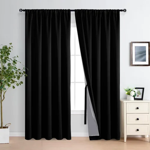 Miniatura 38 de XWZO Cortinas Opacas 100% Blancas - Cortinas de Bloqueo Total de Calor y Luz con Forro Negro para Dormitorio/Cuarto de Lavado, Paneles de Ventana