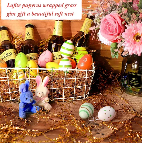 Miniatura 4 de Outus Papel triturado dorado de 1 libra, papel triturado para cesta de regalo, tejido de hierba para Navidad, graduación, vacaciones, embalaje