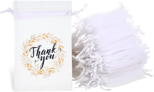 Shappy 100 bolsas de organza blanca a granel de 4 x 6 pulgadas, regalo de boda, bolsas de regalo de malla transparente con cordón para invitados,
