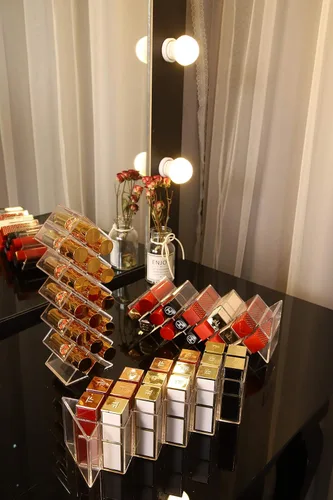 Miniatura 7 de Organizador de lápiz labial en 64 espacios, torre de lápiz labial apilable en forma de pez, soporte de almacenamiento de brillo de labios, perfecto