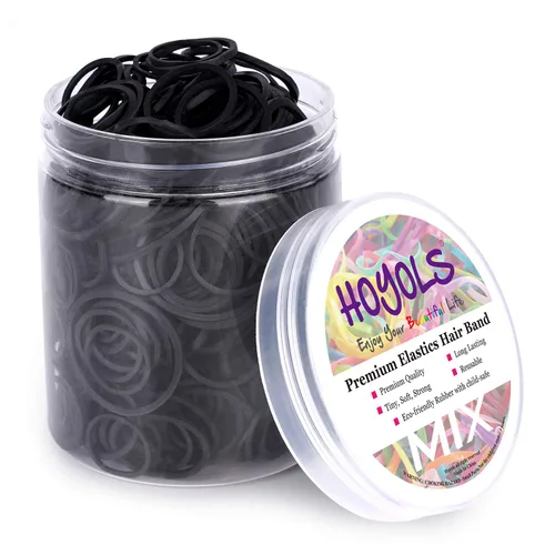 Miniatura 13 de HOYOLS Bandas de goma negras pequeñas de 1/2 pulgada para ligas para el cabello, elásticas, mini trenzas para bebés, niñas, bebés, niños, cabello