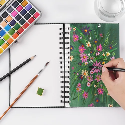 Miniatura 8 de Bloc de Papel de Acuarela, Fuumuui 5.5 x 8.5 pulgadas Papel 100% Algodón (20 Hojas, 140lb/300g), Encuadernado en Espiral para Pintar, Dibujar