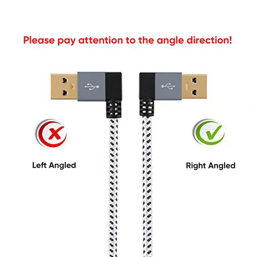 Miniatura 4 de CableCreation Paquete de 2 cables de extensión USB 3.0 cortos en ángulo recto, cable extensor macho a hembra de 1 pie para unidades flash, teclado