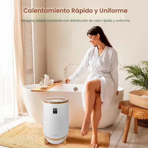 Miniatura 5 de SereneLife Calentador de toallas y mantas: calentador de toallas portátil de un solo toque para baño, soporte de disco fragante, anillo LED