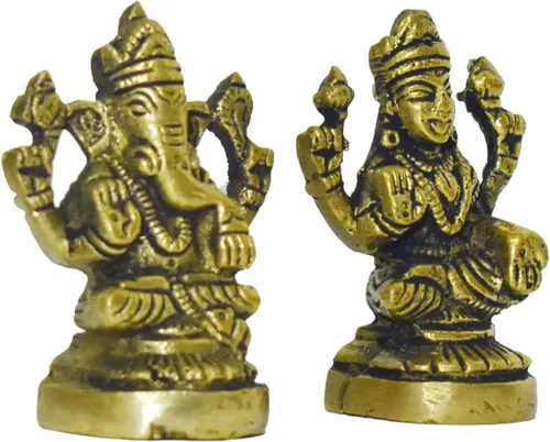 Miniatura 3 de Escultura espiritual de latón Lakshmi Ganesh Diwali Pooja, decoración india, estatua antigua de Lakshmi Ganpati para decoración y regalo del templo
