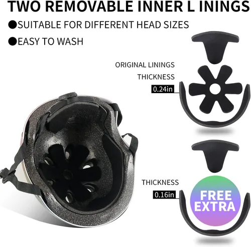 Miniatura 7 de Casco de bicicleta ajustable con gradiente de color para niños pequeños de 3-5-8-14+ años, niñas y niños. Casco para monopatín y bicicleta