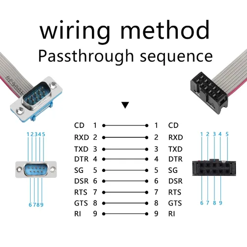 Miniatura 5 de DB9 a 10-Pin IDC Serial Cable, RS232 Serial Macho a 10 Pin Placa Base Header Flat Ribbon Cable (1.0 ft)