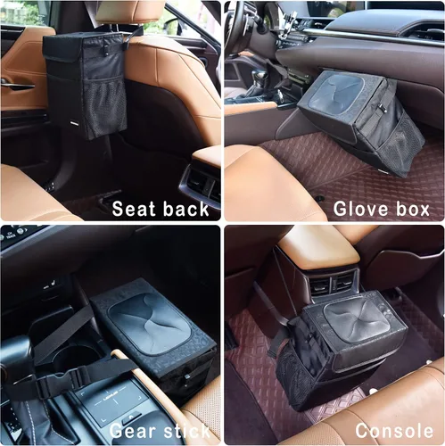 Miniatura 6 de SIBOFUEGO Bonito bote de basura para automóvil con tapa, contenedor de basura plegable multiusos para automóvil, organizador a prueba de fugas, bote