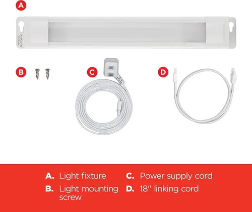 Miniatura 5 de UltraPro Luces LED Enlazables de 18 pulgadas con Enchufe para Debajo del Gabinete, Alto/Bajo/Apagado, Luz Blanca Cálida (2700K), Iluminación LED