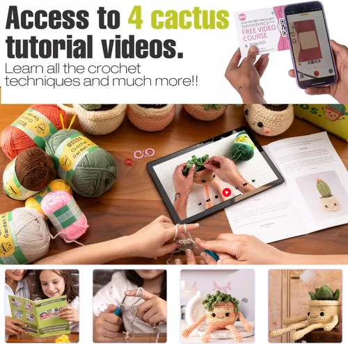 Miniatura 4 de MODDA Kit de ganchillo para principiantes, kit de inicio de ganchillo para principiantes con tutoriales en video fáciles de seguir, kits