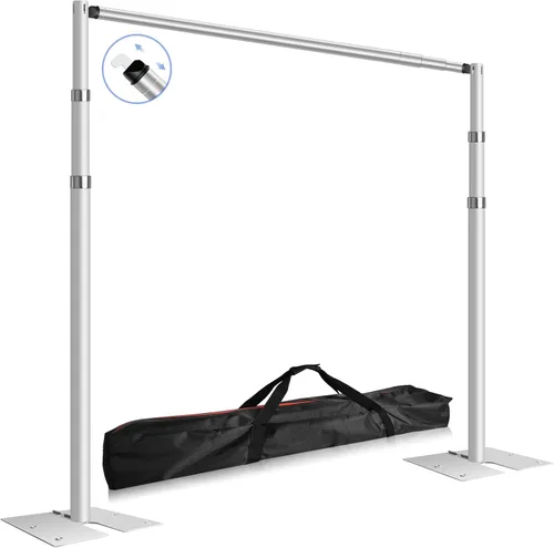 FUDESY Kit de soporte de tubo y cortina, marco de fondo de metal ajustable resistente de 10 x 10 pies para fotografía, fiestas de boda, decoración