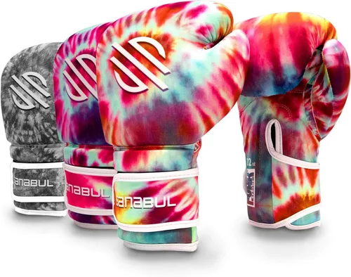 Sanabul Guantes de boxeo Funk Strike Tie Dye con gel para hombres y mujeres, guantes de kickboxing y Muay Thai elegantes y protectores para