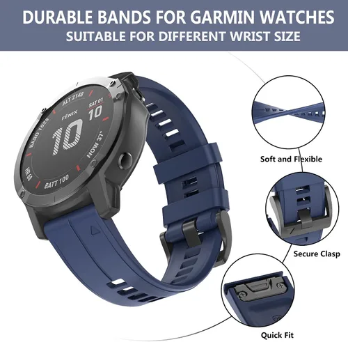 Miniatura 4 de OVERSTEP Correa de repuesto compatible con Garmin Fenix 5x / Fenix 5x Plus / Fenix 6x / Fenix 6x Pro / Fenix 3 / HR / D2 Delta PX Fitness Smartwatch