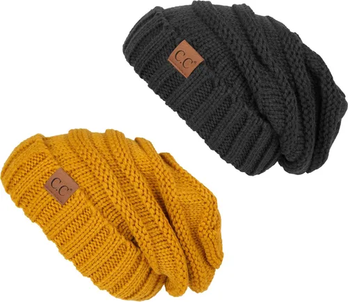 Miniatura 239 de Funky Junque Gorro de moda de punto trenzado de talla extragrande, grueso, abrigado, suave y holgado