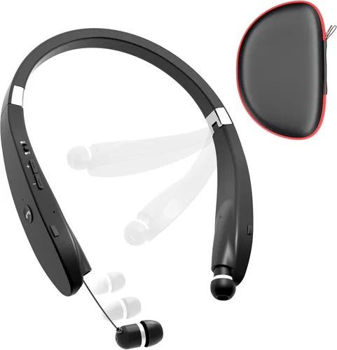 Miniatura 9 de Auriculares Bluetooth con banda para el cuello, auriculares inalámbricos ligeros plegables con auriculares retráctiles, cancelación de ruido, Azul