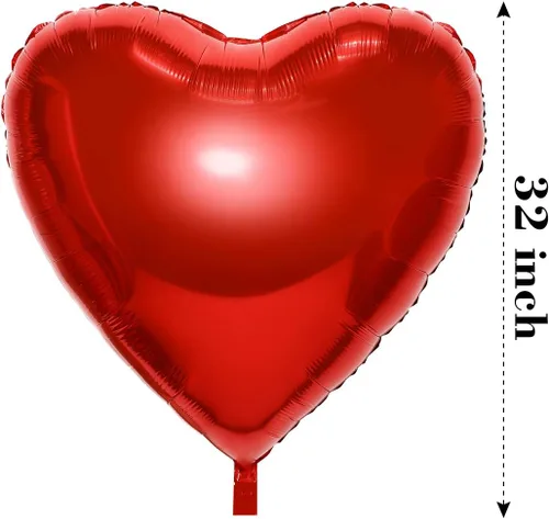 Miniatura 7 de Gejoy 4 globos grandes de papel de aluminio de corazón rojo de 32 pulgadas, globos en forma de corazón jumbo para el día de San Valentín, boda