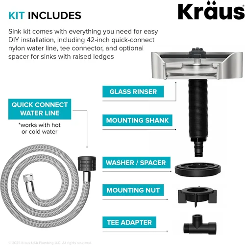 Miniatura 4 de KRAUS CleanMate - Enjuagadora de vidrio para fregadero de cocina en acabado de color de acero inoxidable sin manchas, KGR-500SFS