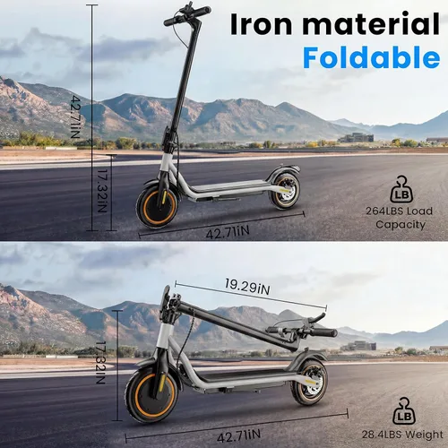 Miniatura 8 de Patinetes eléctricos – Scooter eléctrico para adultos, motor de 1200 W/1000 W/500 W, velocidad máxima de 28/25/21/18 MPH, neumáticos de 10