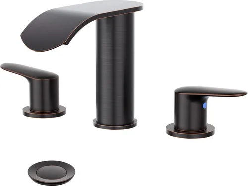 Miniatura 12 de WOWOW Grifo de Baño Cascada 3 Orificios 8 Pulgadas Extendido Grifo de Lavabo de Baño, Dos Manijas Grifos de Lavabo de Tocador con Desagüe Pop-up