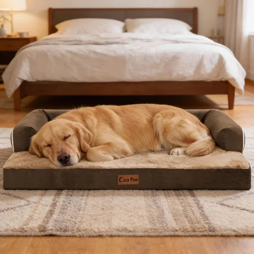 Miniatura 10 de Cama ortopédica para perros extragrandes, cama de espuma XL con forma de caja de huevos impermeable con lados 45x35 pulgadas, cama de sofá
