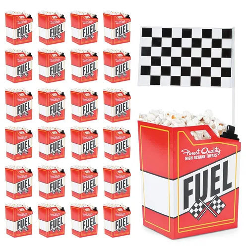 Miniatura 8 de 24 cajas de palomitas de maíz para autos de carreras con 24 banderas a cuadros, bandera de carreras en blanco y negro de 6 x 4 pulgadas (sirve 24)
